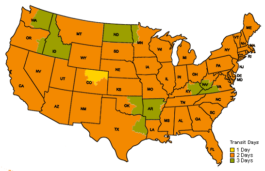 UPS Ground Shipping Map