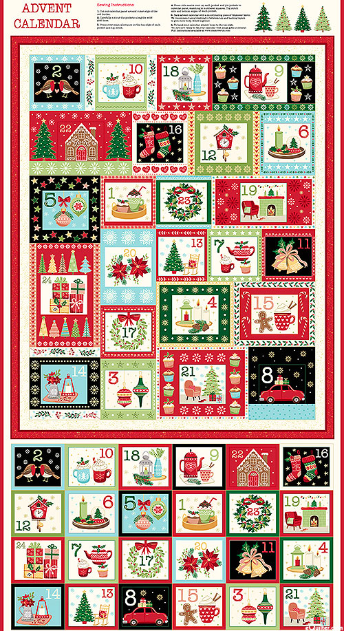 Cosy Christmas - Advent Calendar - 24" x 44" PANEL