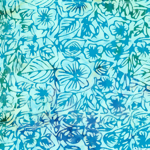 Quiltessentials 5 - Leafy Fronds Batik - Aquamarine