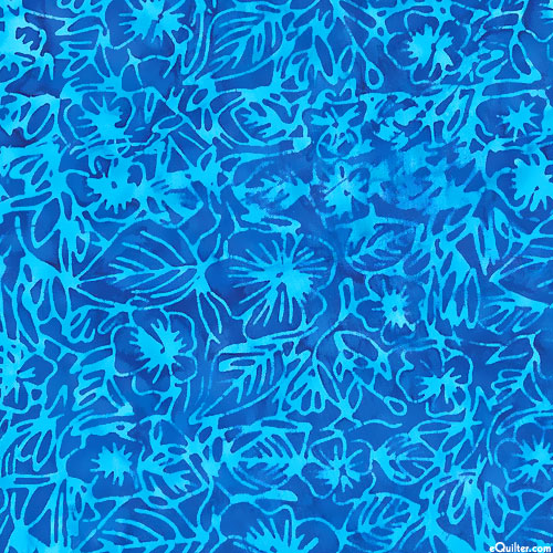 Quiltessentials 5 - Leafy Fronds Batik - Ocean Blue