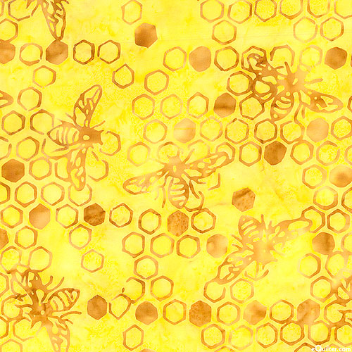 Don't Bug Me - Bees & Honeycombs Batik - Lemonade Yellow