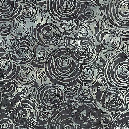 Baliscapes Obsidian - Swirled Roses Batik - Pewter Gray