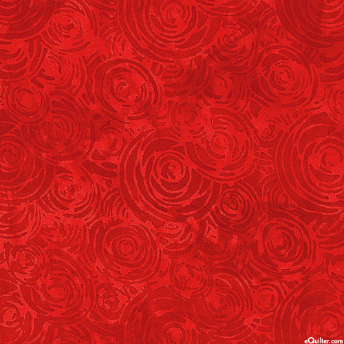 Swirled Roses Batik - Scarlet Red