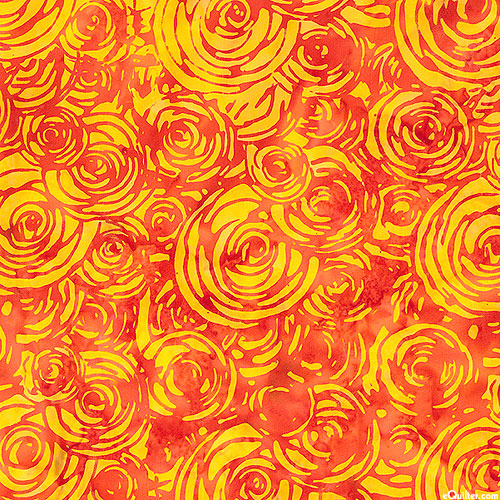 Baliscapes Tigerlily - Swirled Roses Batik - Marigold