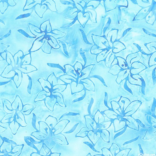 Watercolor Sunshine - Spring Blossoms Batik - Aqua