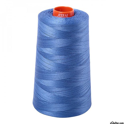 Blue - AURIFIL Cotton Thread CONE - Solid 50 Wt - Lt Iris Blue