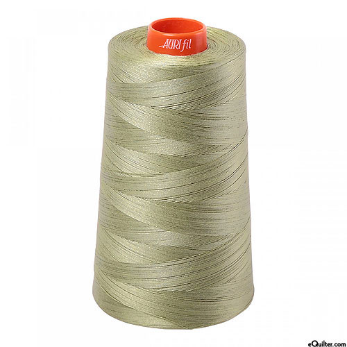 Green - AURIFIL Cotton Thread CONE - Solid 50 Wt - Lt Khaki Gree