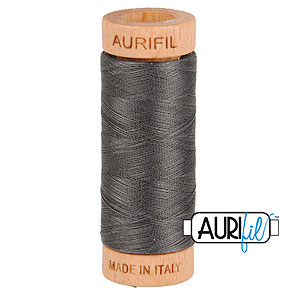 Gray - AURIFIL Cotton Thread - Solid 80 Wt - Dk Pewter