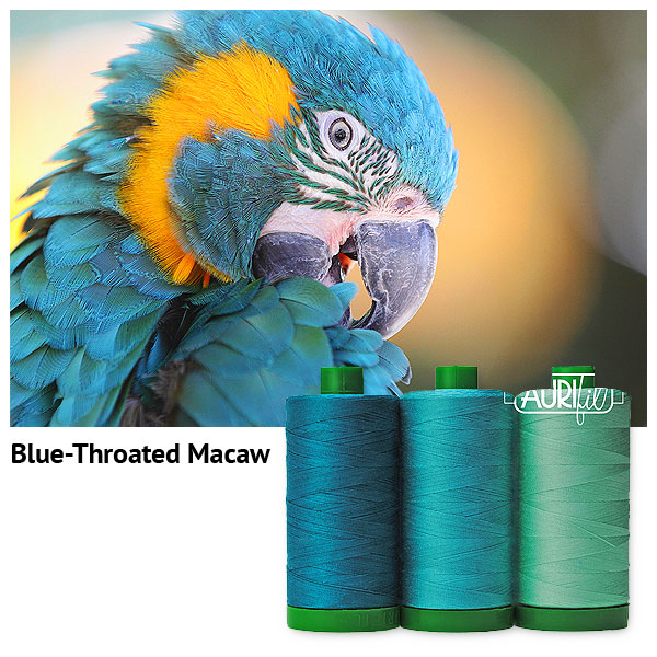 Aurifil Thread Set - Endangered Species - Blue-throated Macaw