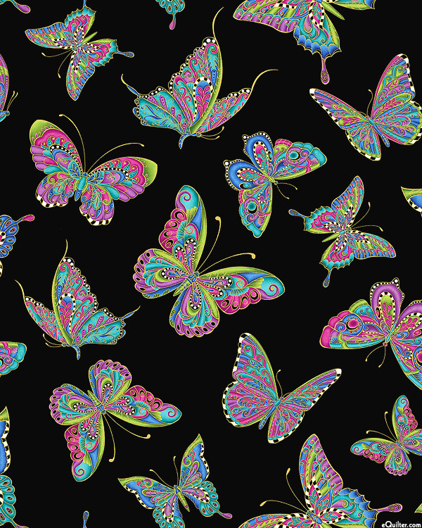 Alluring Butterflies - Butterfly Aflutter - Black/Gold