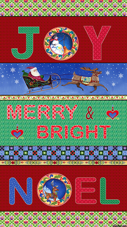 Merry & Bright - Jim Shore Noel Stripe - 24" x 44" PANEL