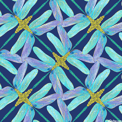 Dance of the Dragonfly - Jeweled Kaleidoscope - Cobalt Blue/Gold