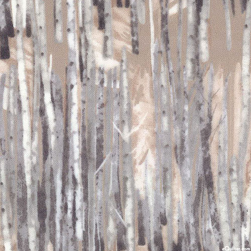 Into the Woods - Winter Birch - Taupe - FLANNEL
