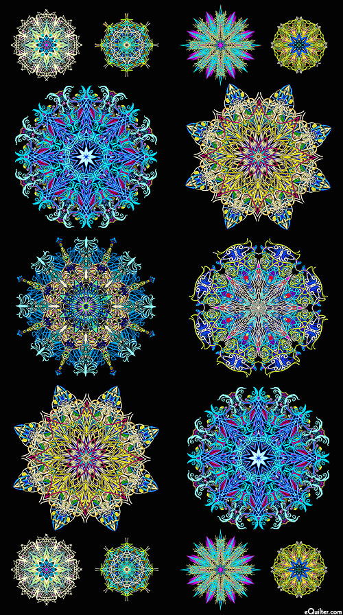 Heartscapes - Moving Mandalas - Azure Blue - 24" x 44" PANEL