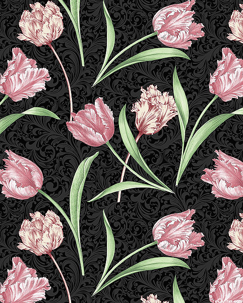 Evelyn's Etched Tulips - Tulips in Bloom - Black