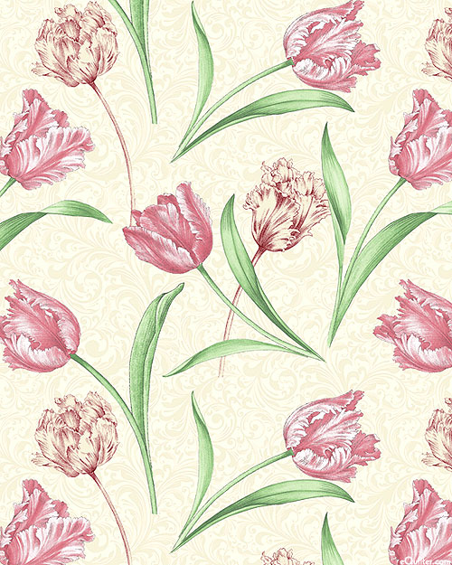Evelyn's Etched Tulips - Tulips in Bloom - Parchment