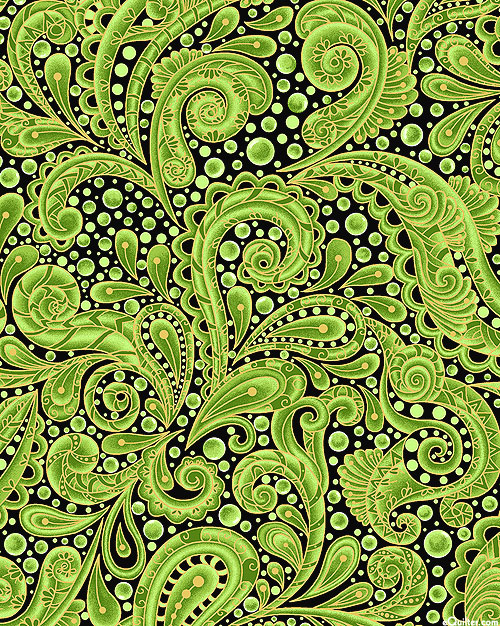 Hooked On Fish - Bubble Paisley - Leaf Green/Gold