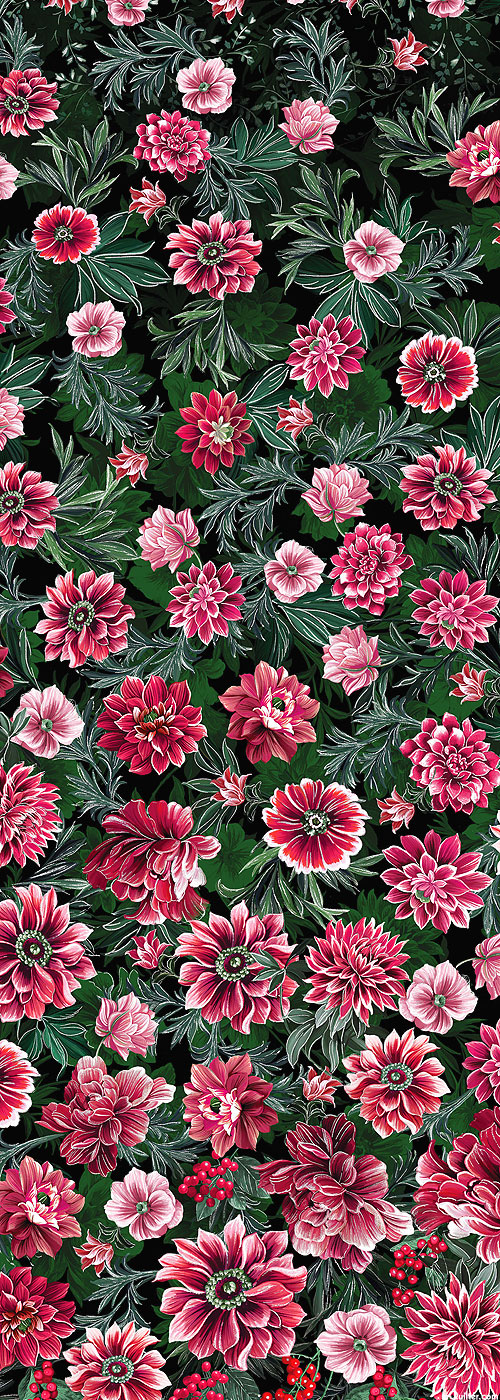 Winterberry Floral - Snowy Blooms - Black/Pearlescent