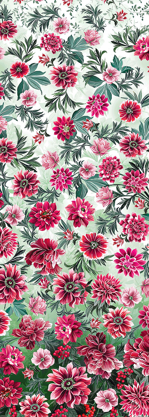 Winterberry Floral - Snowy Blooms - Willow Green/Pearlescent