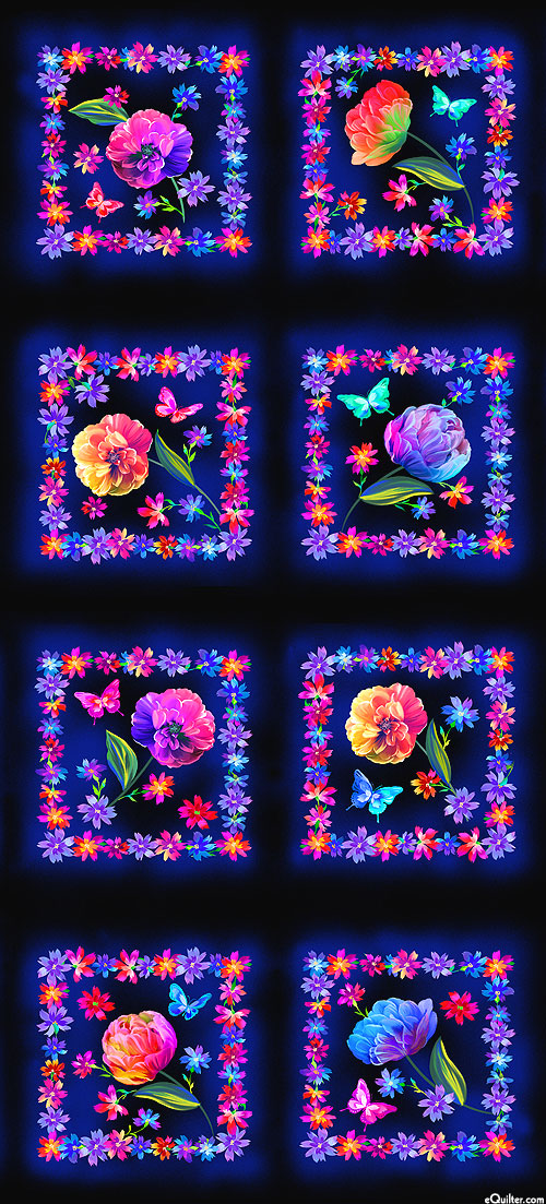 Luminous Blooms - Flowers Boxes - Midnight - 24" x 44" PANEL