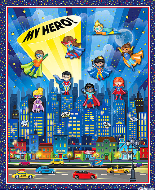 My Hero - Super Hero Kids - Cerulean - 36" x 44" PANEL - DIGITAL