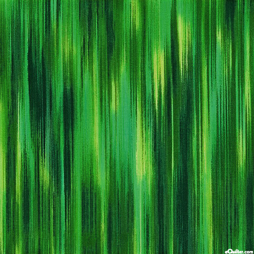 Fleurish - Faux Ikat Stripes - Forest Green