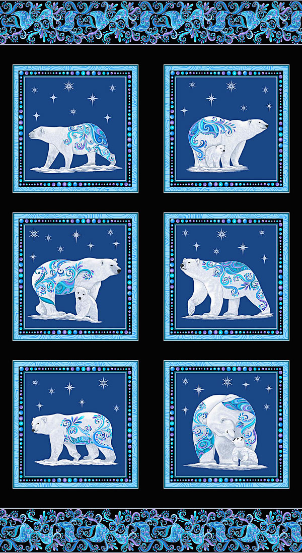 Polar Attitude - Beautiful Bears - Black/Pearl - 24" x 44" PANEL