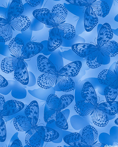 Butterfly Whispers - Wings - Royal Blue - 108" QUILTBACKING