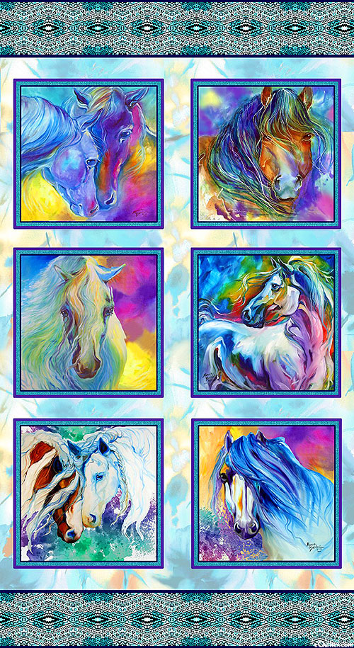 Color Your World With Horses - Grand - Multi - 23" x 44" PANEL