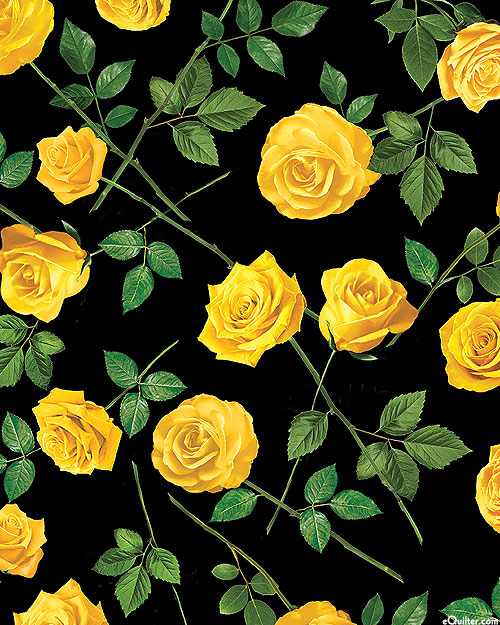 Flowers Of Friendship - Single Yellow Roses - Black - DIGITAL