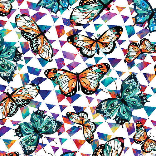 Season of the Sun - Butterfly Glass Mosaic - White