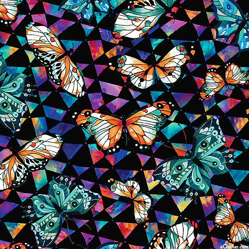Season of the Sun - Butterfly Glass Mosaic - Black