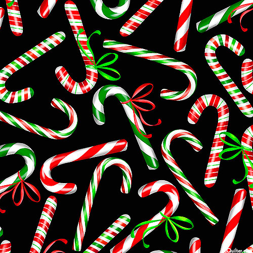 Sweet Holidays - Candy Canes & Bows - Coal Black