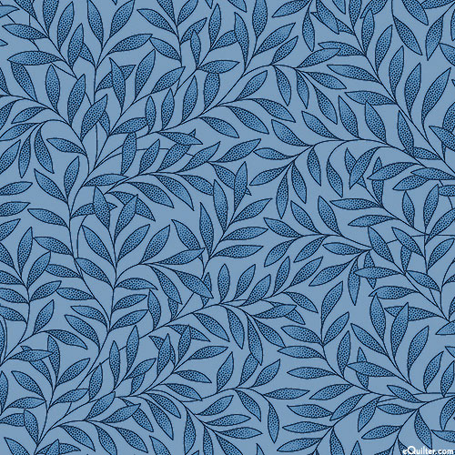 Veranda - Leaves Allover - Steel Blue