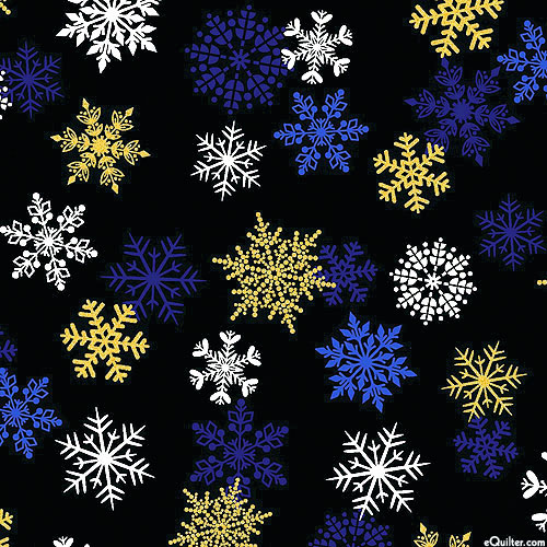 Holiday Sparkle - Sparkling Snowflakes - Flat Black