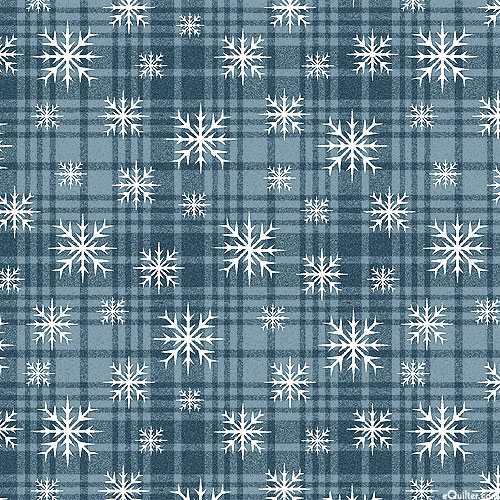 A Very Wooly Winter - Snowflake Plaid - Steel Blue