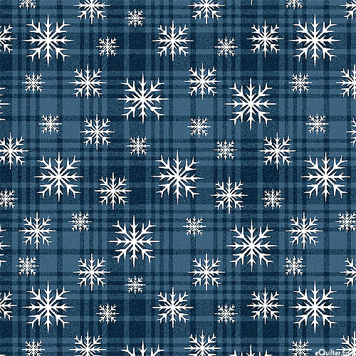 A Very Wooly Winter - Snowflake Plaid - Navy Blue