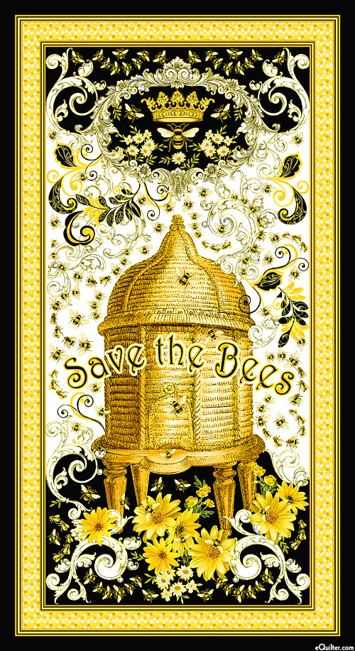 Buzzworthy - Save the Bees - Black/Gold - 24" x 44" PANEL