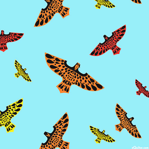 Ford Times Birds I - Falcon Kites - Bahama Blue - ORGANIC