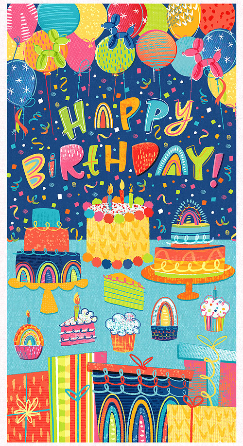 Let's Eat Cake - Happy Birthday - Multi - 24" x 44" PANEL