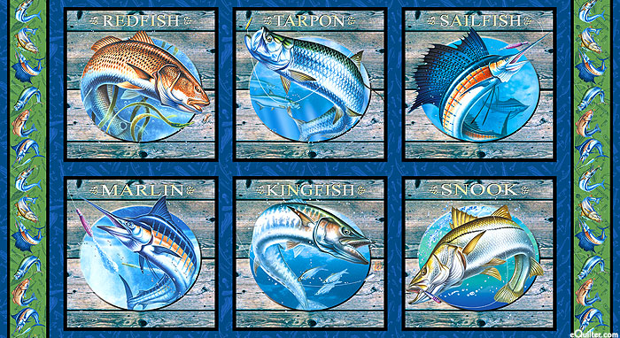 Reel Fun - Ocean Fishin' - Sapphire - 24" x 44" PANEL
