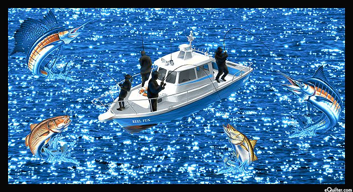 Reel Fun - Open Water - Ocean Blue - 24" x 44" PANEL