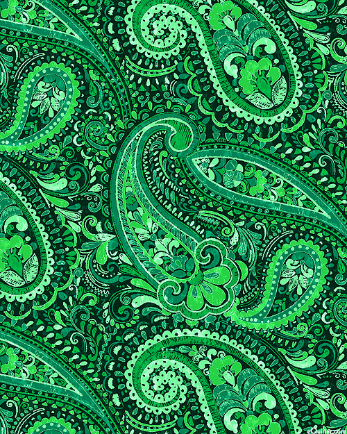Shelby - Persian Paisley - Emerald Green - 108" QUILT BACKING