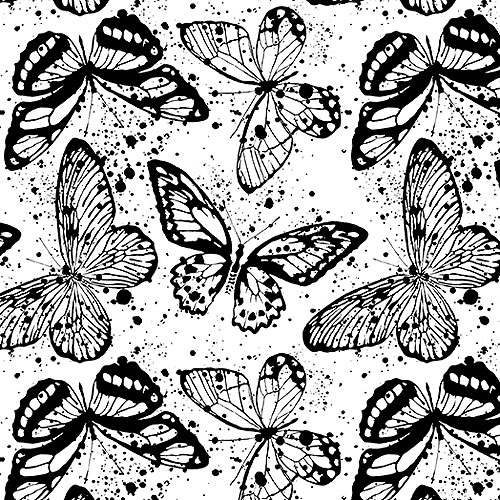 Black Tie II - Butterfly Splatter - White - 108" QUILT BACKING
