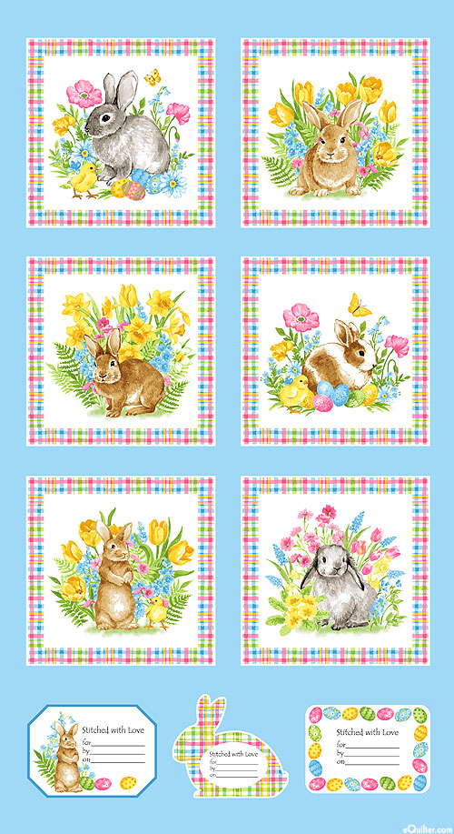 Spring Is Hare - Bunny Blocks - Sky Blue - 24" x 44" PANEL