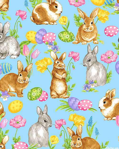 Spring Is Hare - Easter Rabbits - Sky Blue