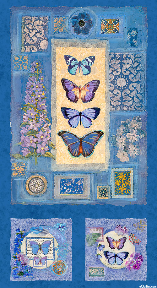 Victoria - Butterfly Panel - Sapphire - 24" x 44" PANEL