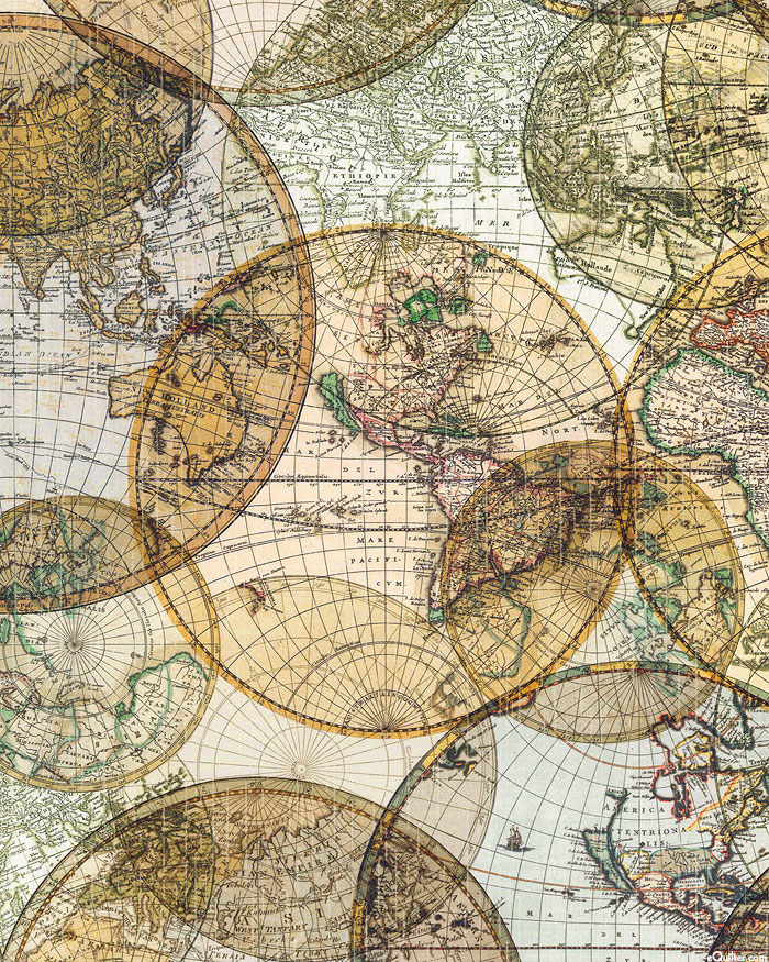 World Navigation Maps - Parchment - 108" QUILT BACKING