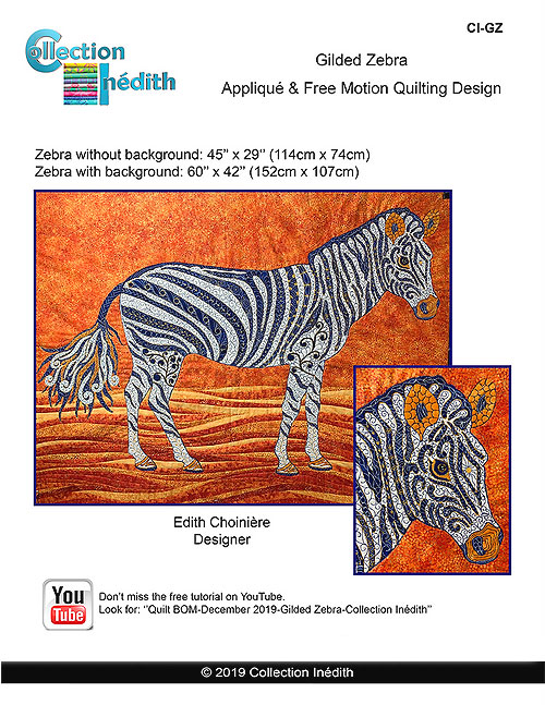 Gilded Zebra - Appliqué Pattern by Edith Choiniere