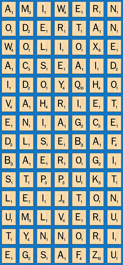 Hasbro Scrabble - Letter Tiles - Blue - 22" x 44" PANEL